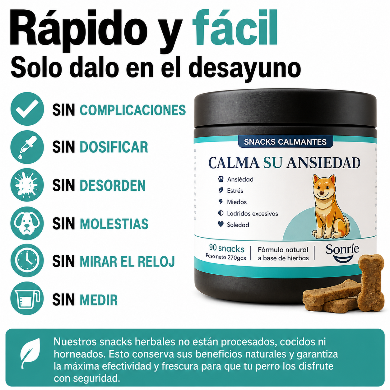 Sonríe — Snack Calmante para Perros