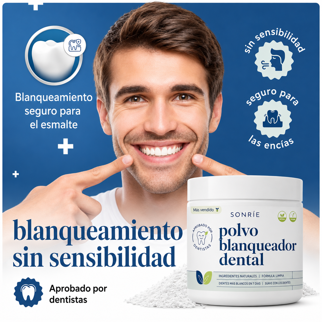 Sonríe — Polvo Blanqueador Dental
